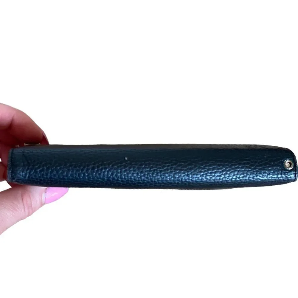 Rebecca Minkoff Cell Phone Wallet Black Pebbled Leather Clutch Gold Zip